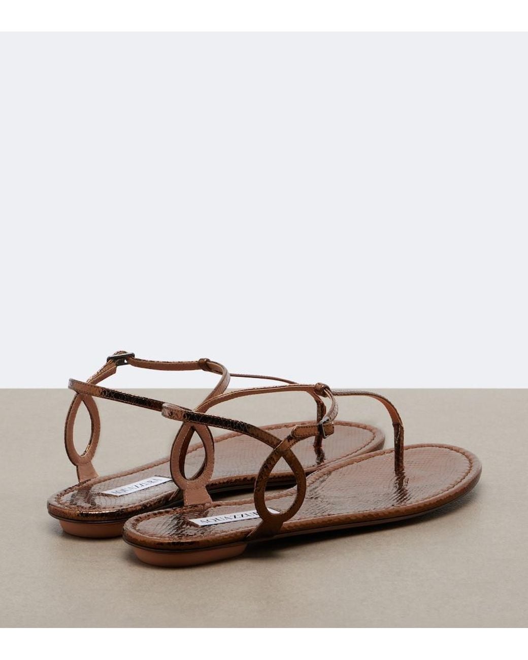 Aquazzura Brown Almost Bare Leather Thong Sandals