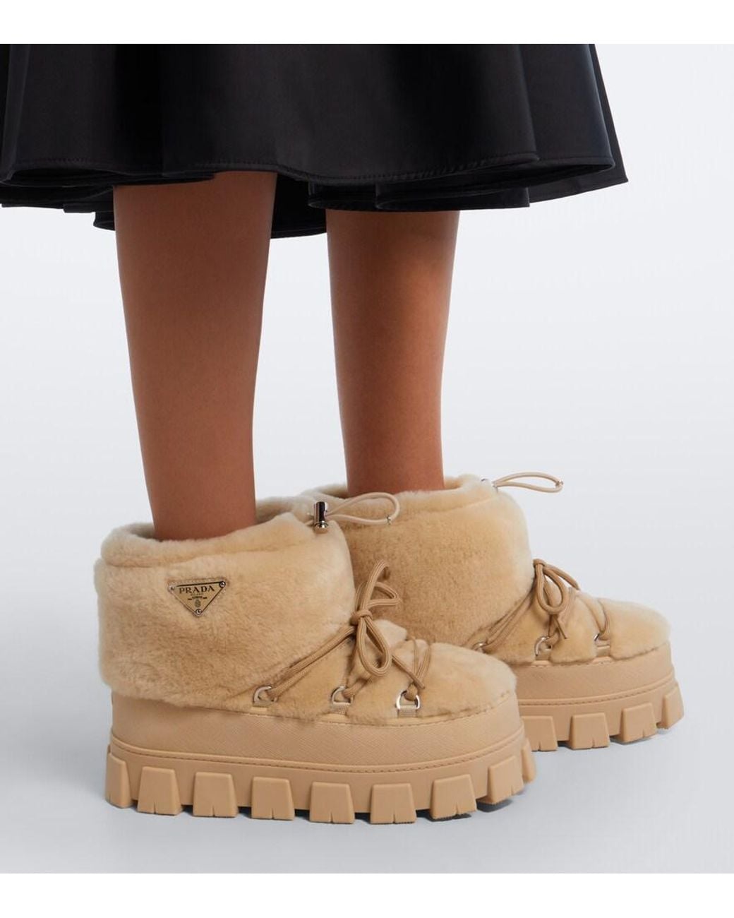 Prada Natural Shearling Snow Boots