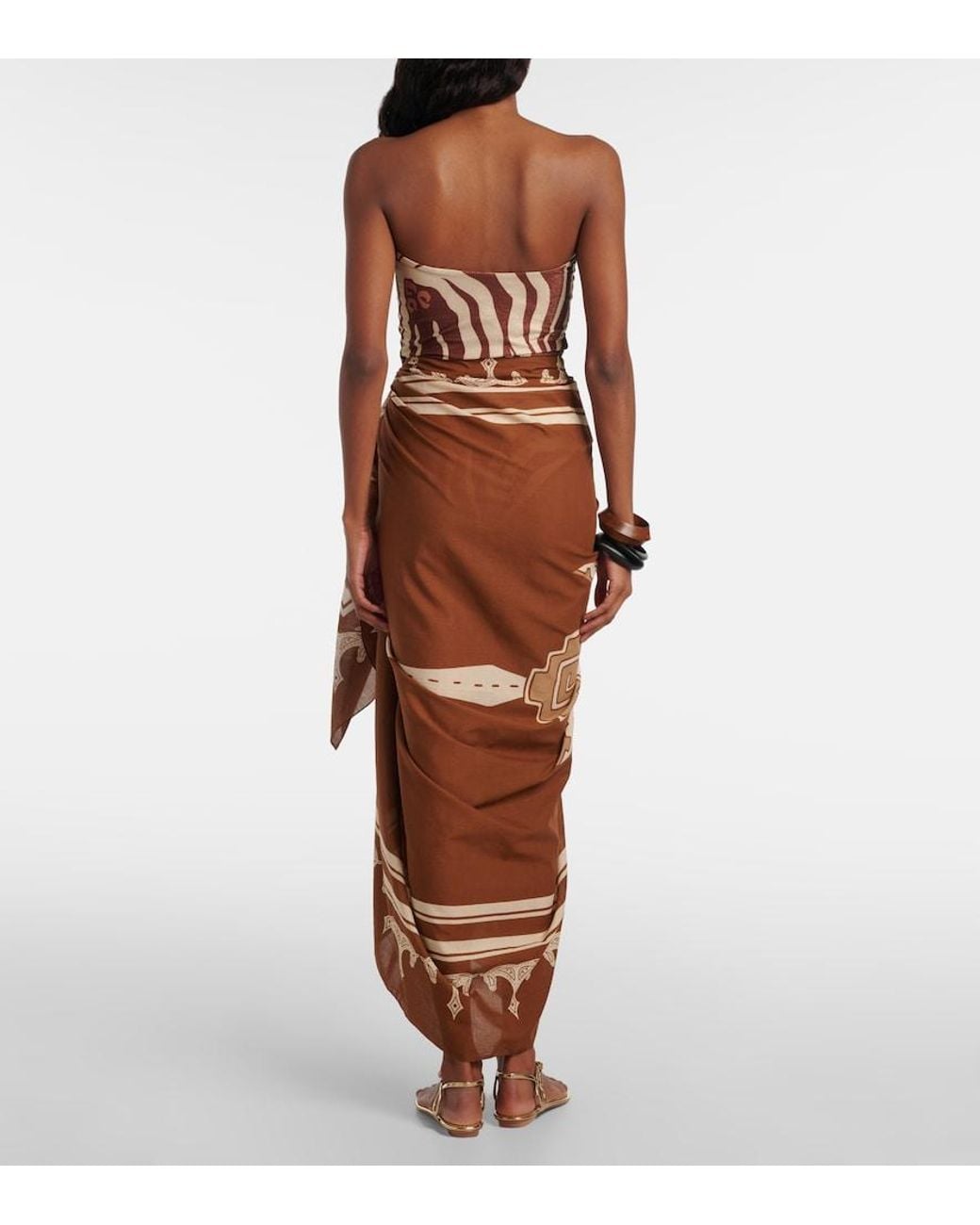 Johanna Ortiz Brown Cotton Printed Beach Cover-Up