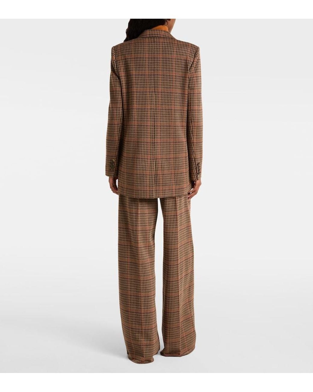 Max Mara Brown Guelfo Checked Wool And Cotton Blazer