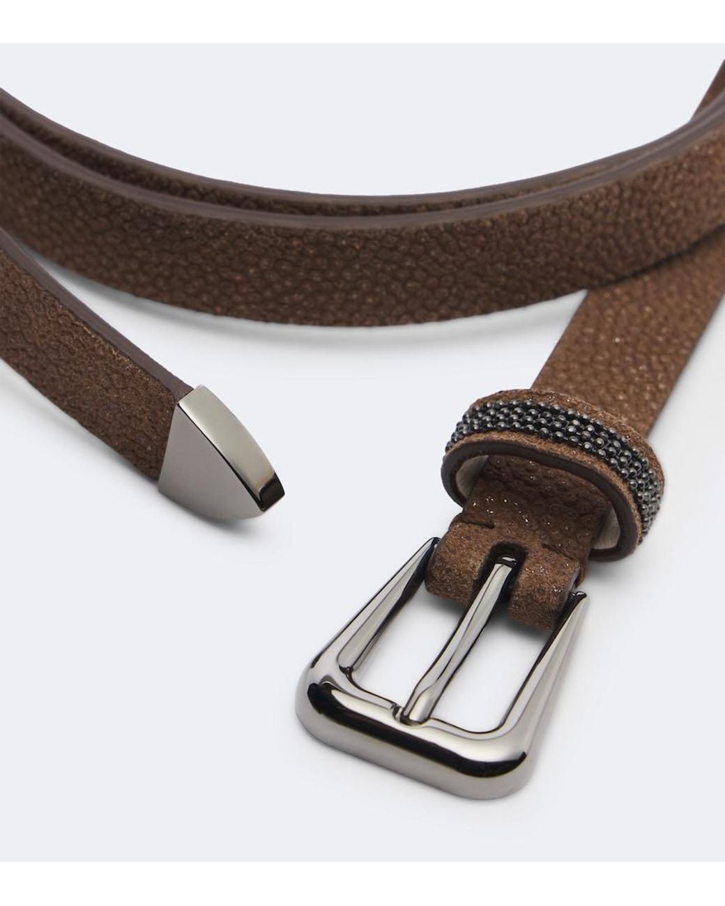 Brunello Cucinelli Brown Monili Leather Belt
