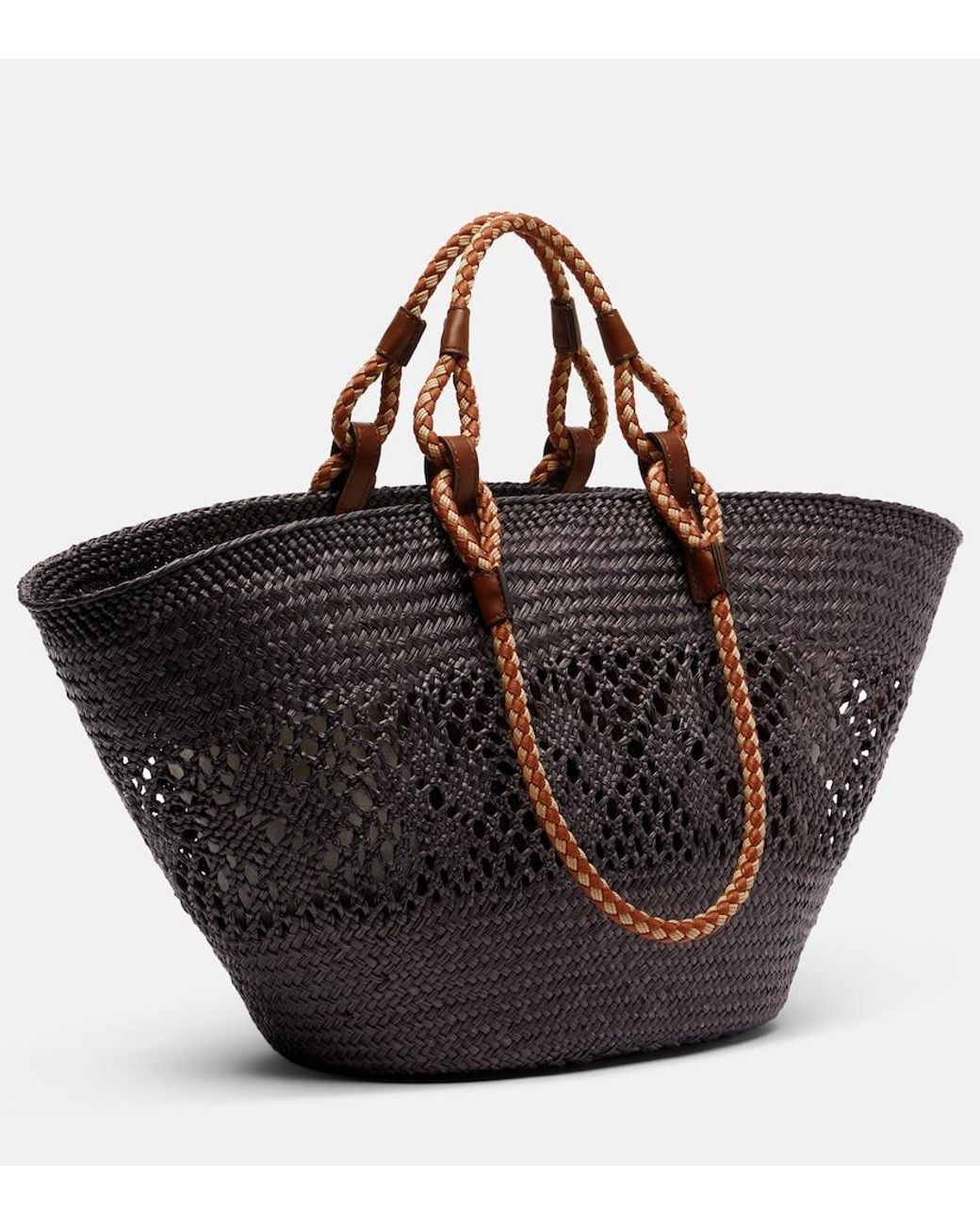 Stella McCartney Black Logo Large Raffia Basket Bag