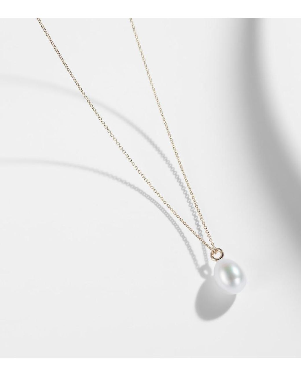 Sophie Bille Brahe White Perle Poire Simple 14Kt Necklace With Freshwater Pearls
