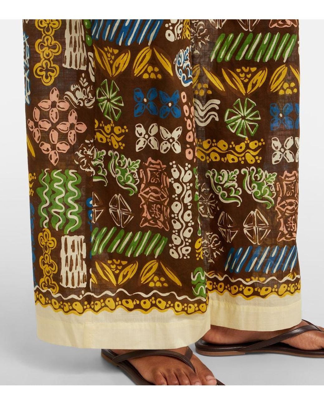 ALÉMAIS Green Minnie Printed Cotton Wide-Leg Pants