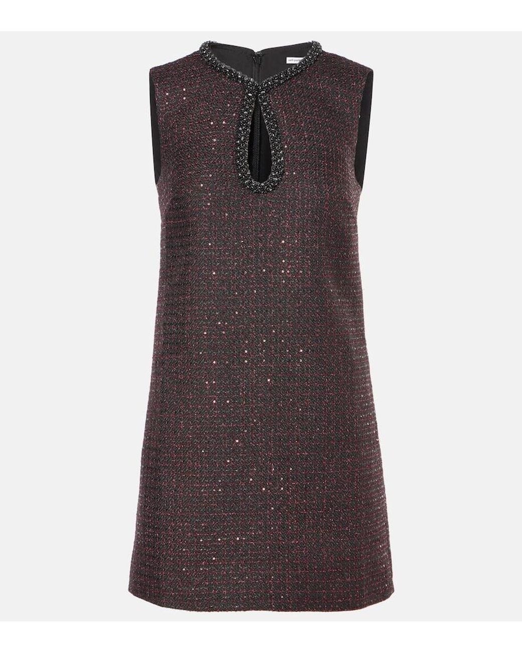 Self-Portrait Brown Sequined Tweed Minidress
