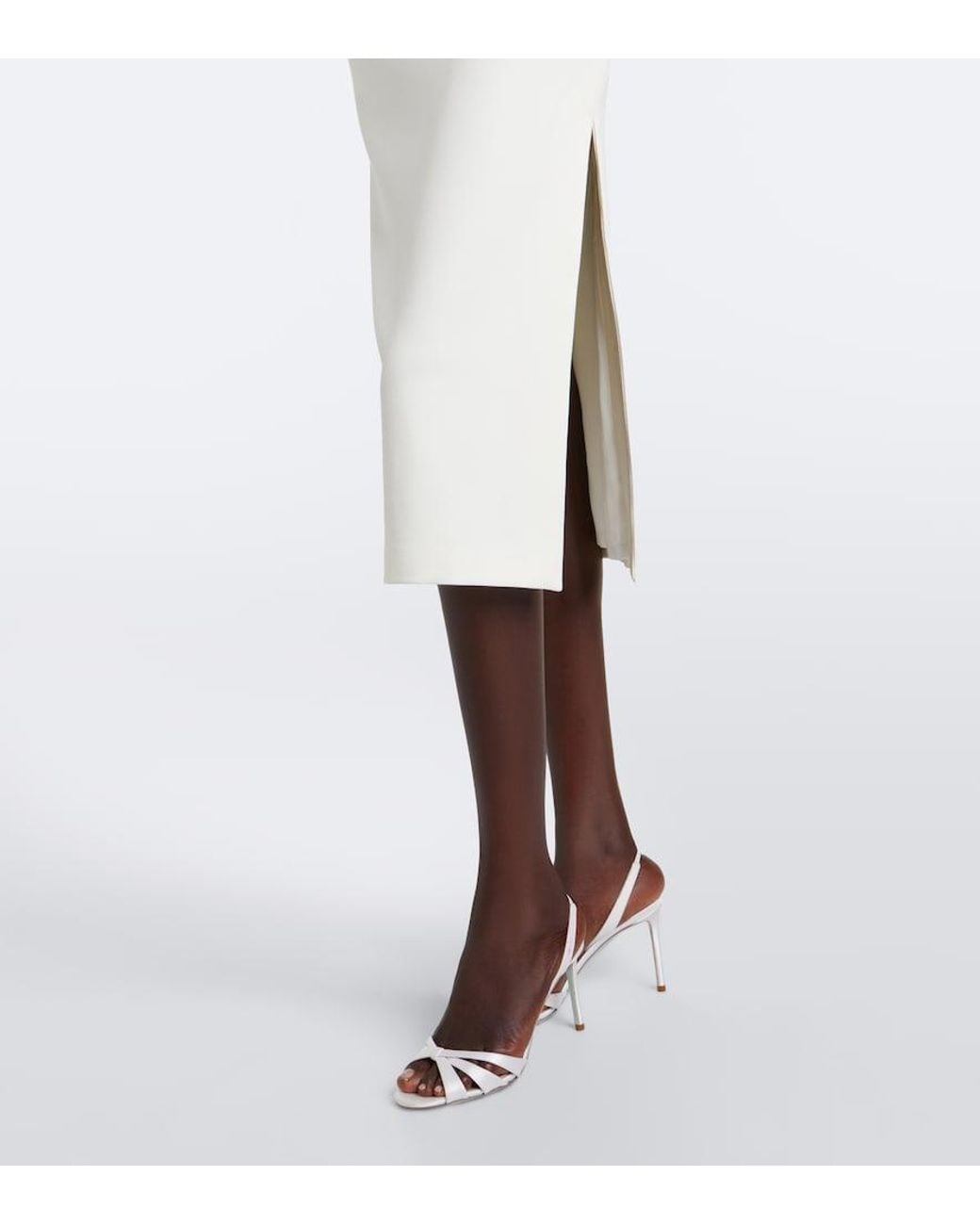 Safiyaa White Bridal Aerine Crepe Cocktail Dress