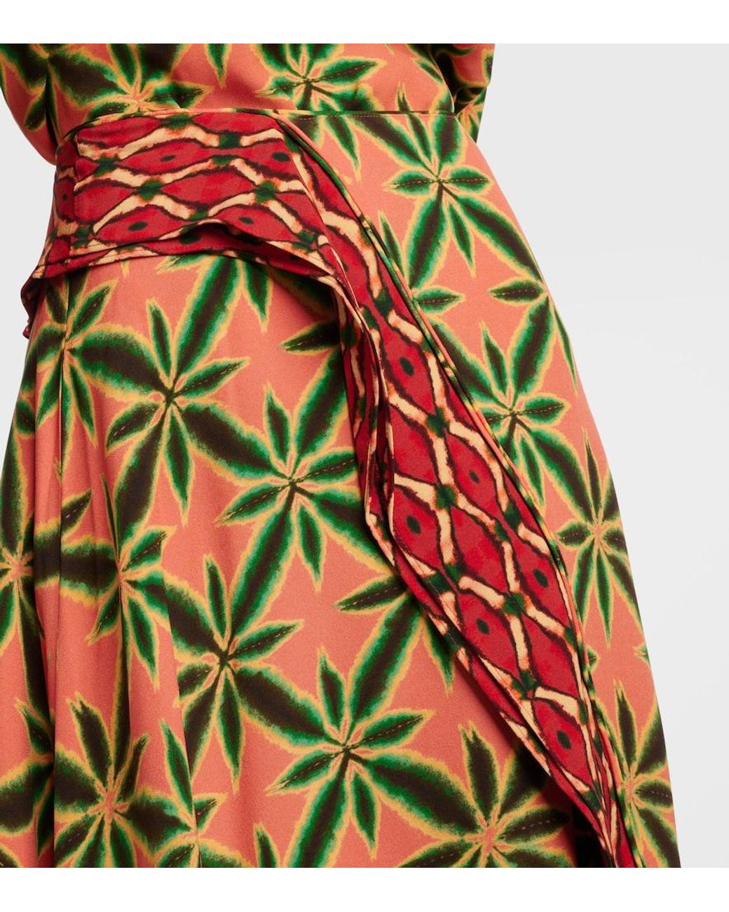 Ulla Johnson Orange Violette Ruffled Crepe Midi Skirt
