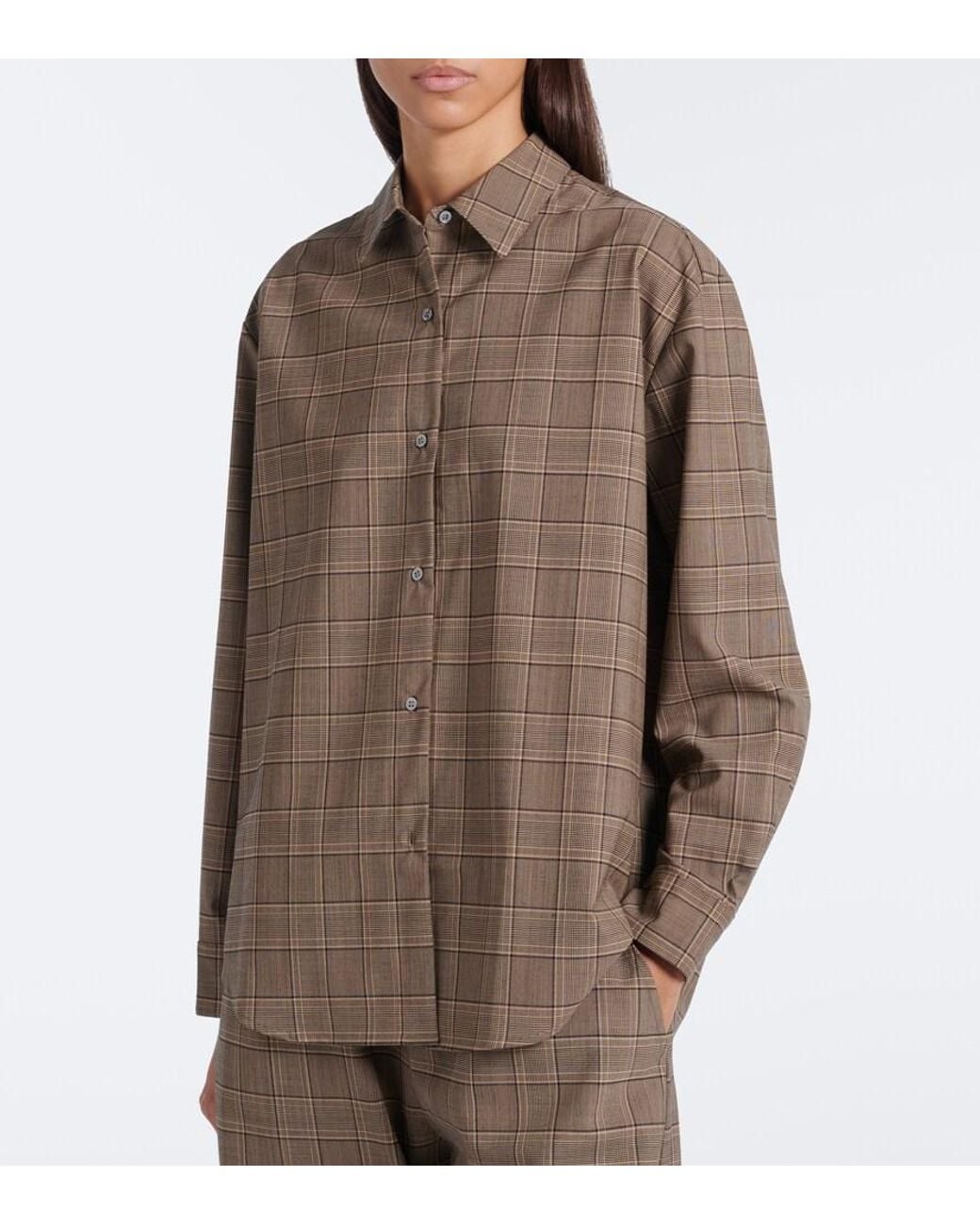 Leset Brown Mia Checked Oversized Shirt