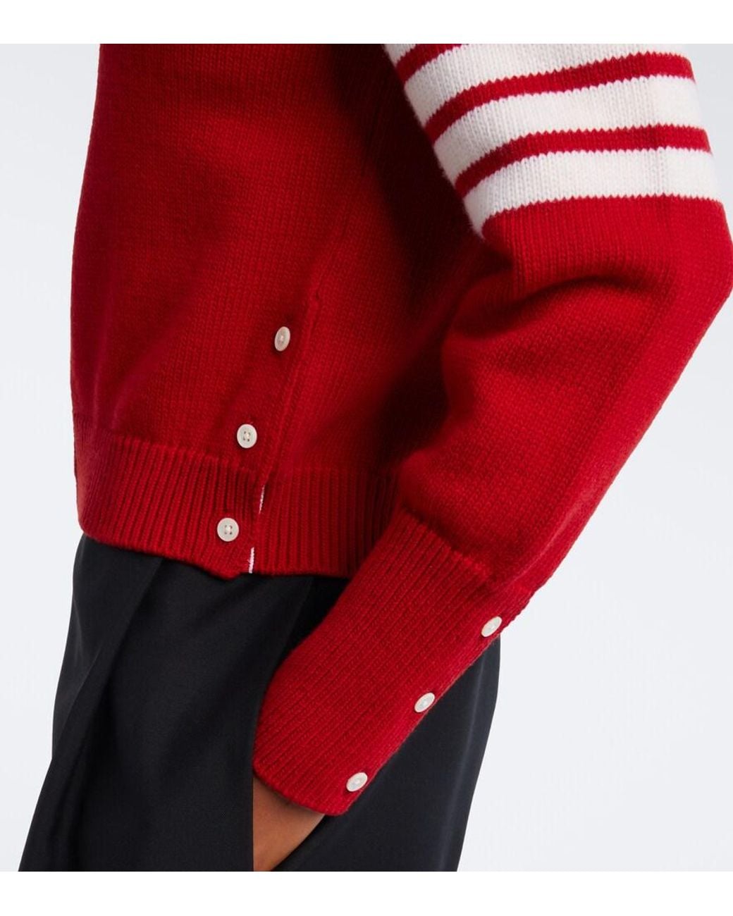 Thom Browne Red 4-Bar Wool Cardigan