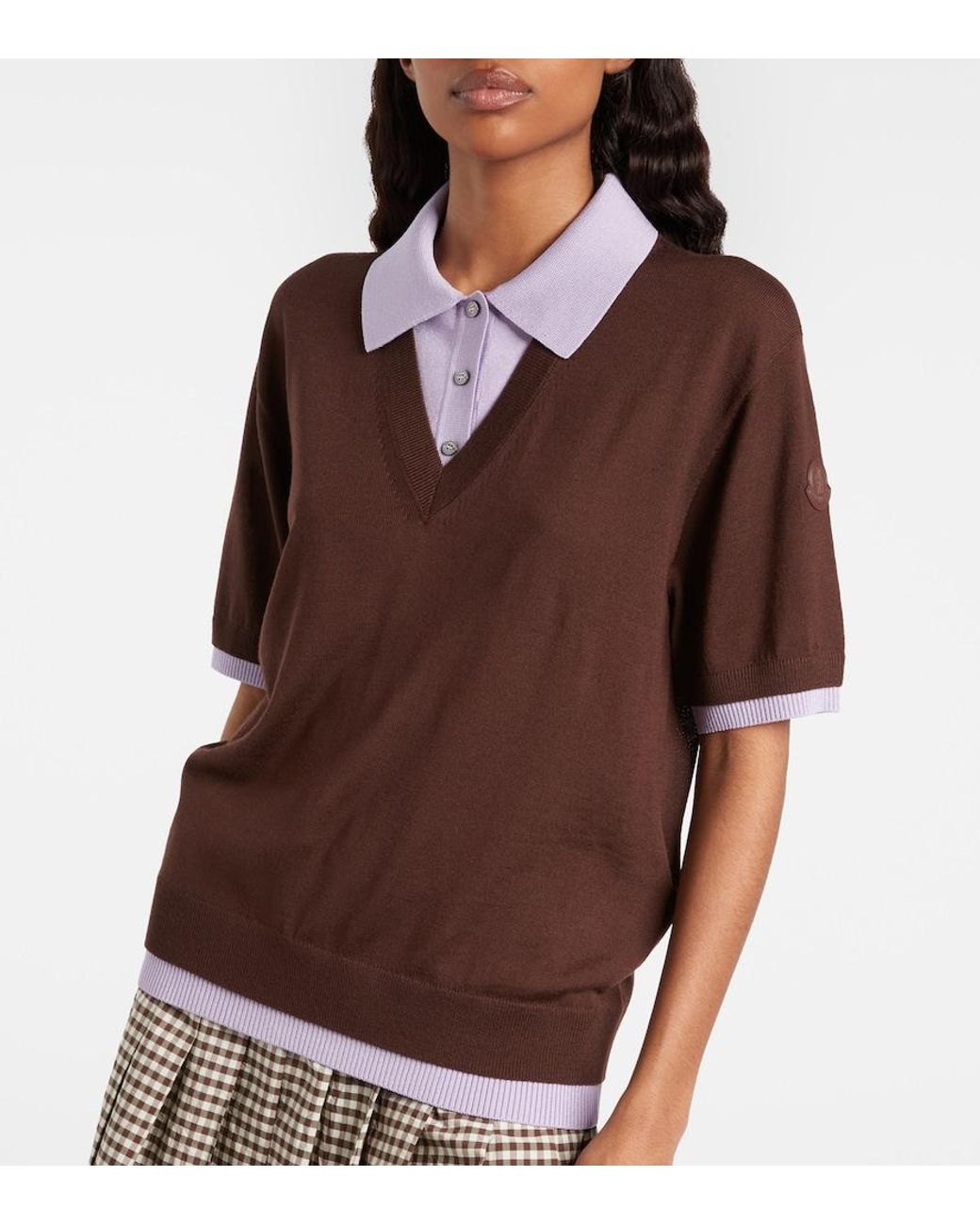 Moncler Brown Virgin Wool Polo Shirt