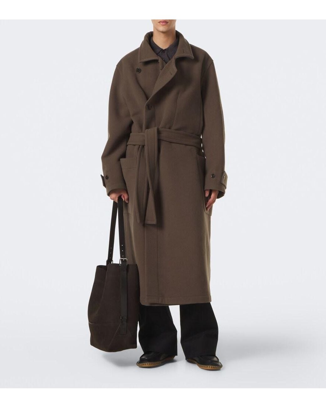 Lemaire Black Belted Leather Tote Bag for men