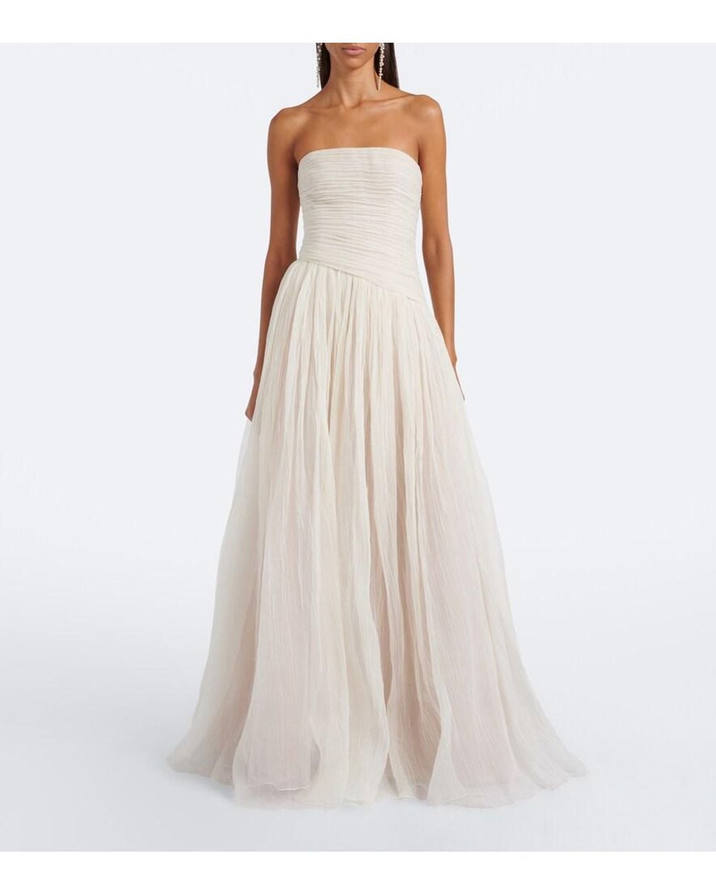 Danielle Frankel White Bridal Mila Silk Organza Bustier Gown