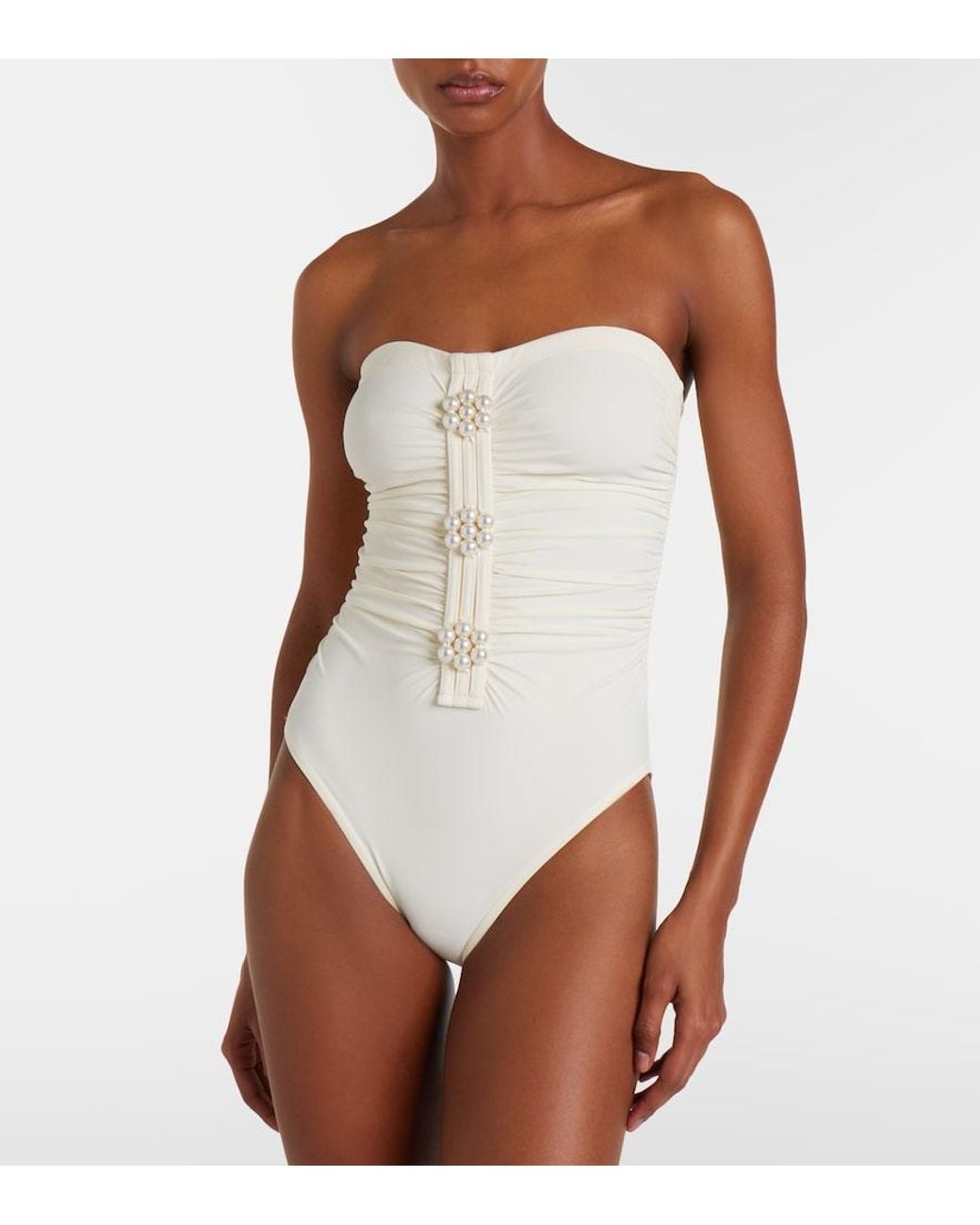 Karla Colletto White Maya Embellished Swimsuit