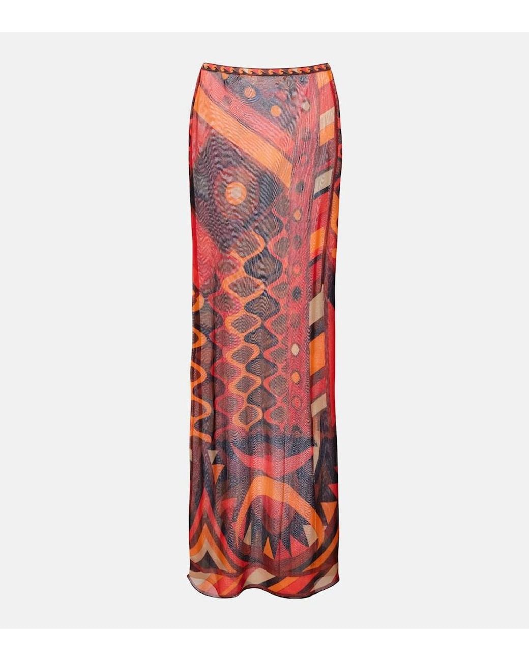 Emilio Pucci Red Vivara Tulle Maxi Skirt