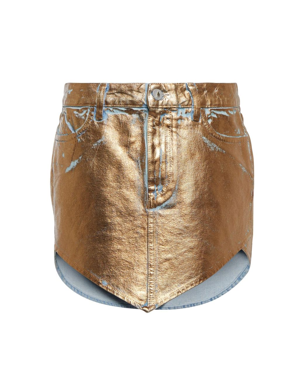 The Attico Dean Laminated Denim Miniskirt in Metallic | Lyst
