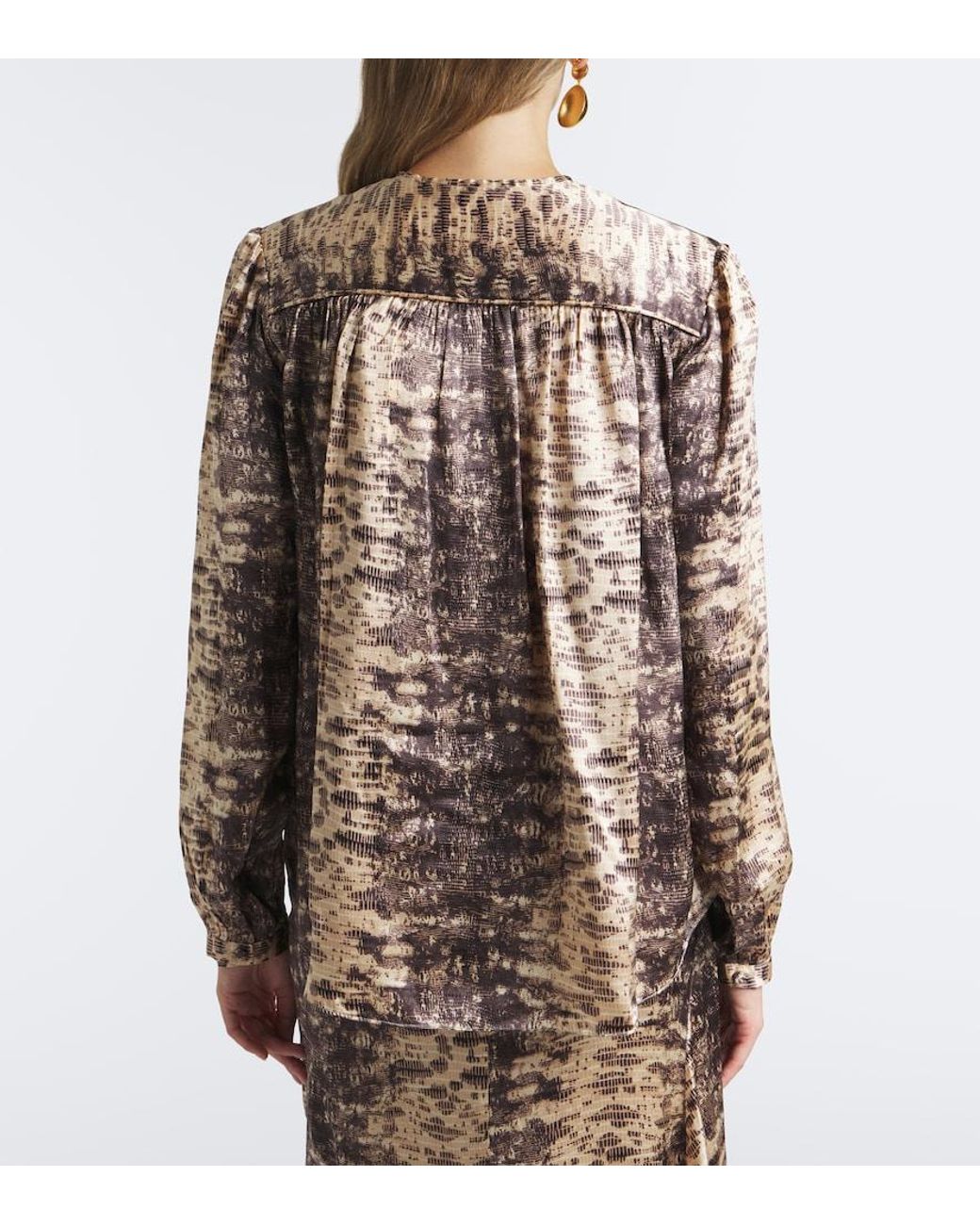 Isabel Marant Brown Laraya Snake-Print Silk Satin Blouse