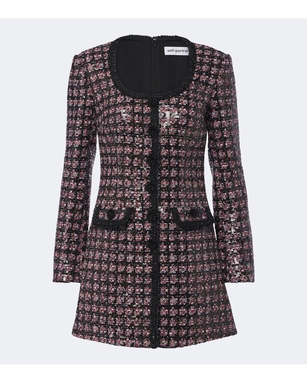 Self-Portrait Brown Sequined Boucle Minidress
