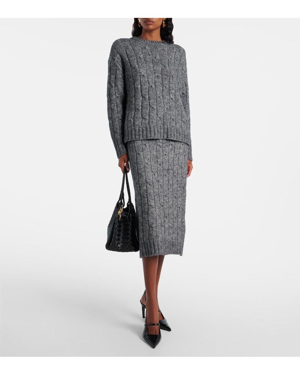 Max Mara Gray Cotton, Alpaca, And Wool Sweater