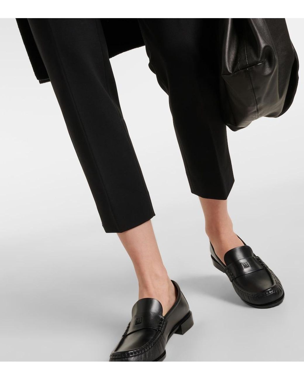 Max Mara Black Cropped Jersey Slim Pants