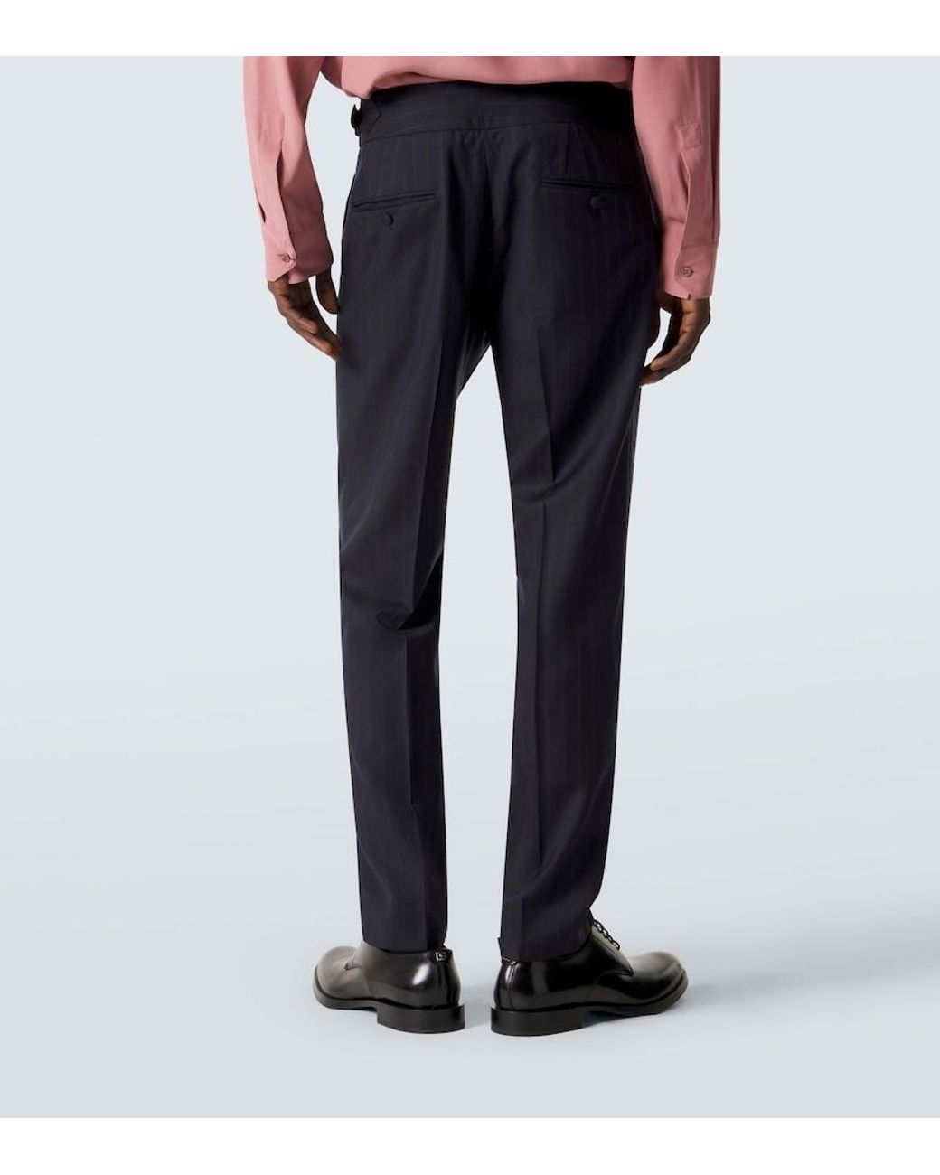 Dolce & Gabbana Blue Chalk Stripe Virgin Wool Slim Pants for men