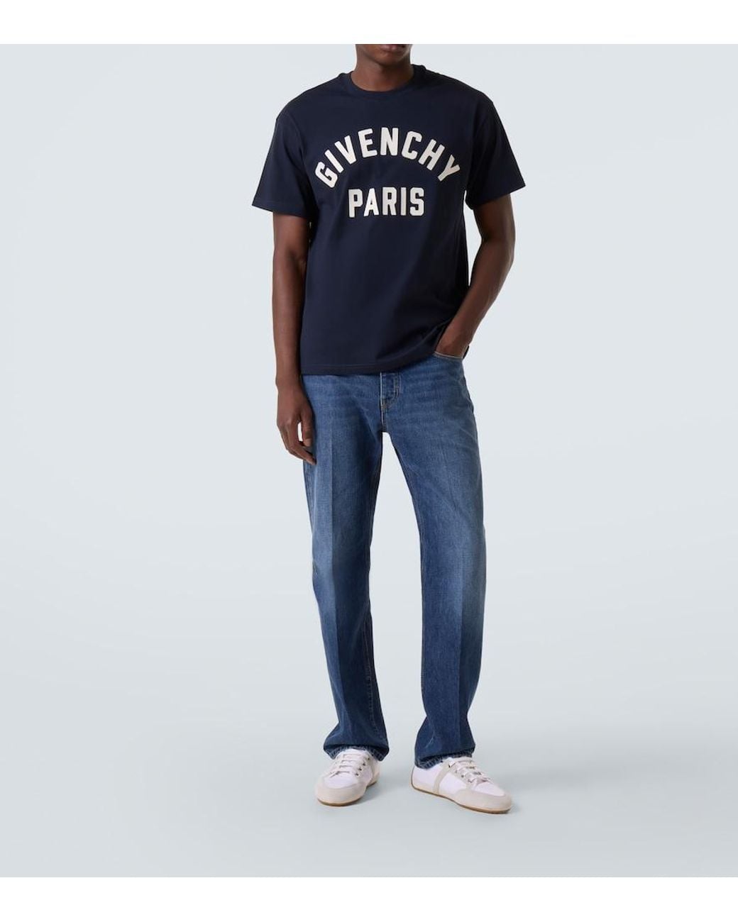 Givenchy Blue Cotton Logo T-Shirt for men