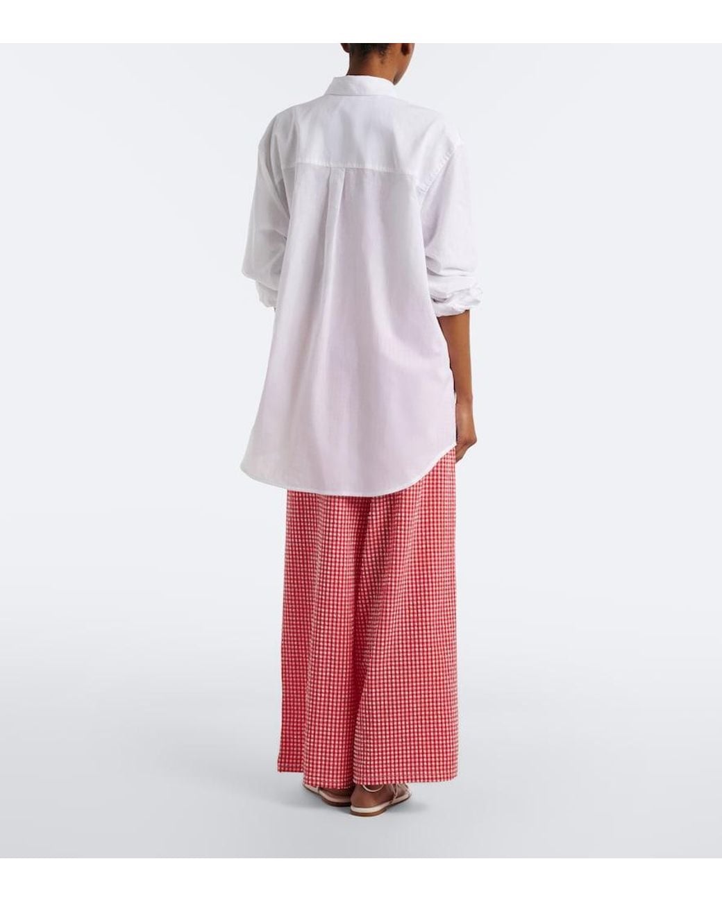 Montce Pink Gingham Seersucker Wide-Leg Pants