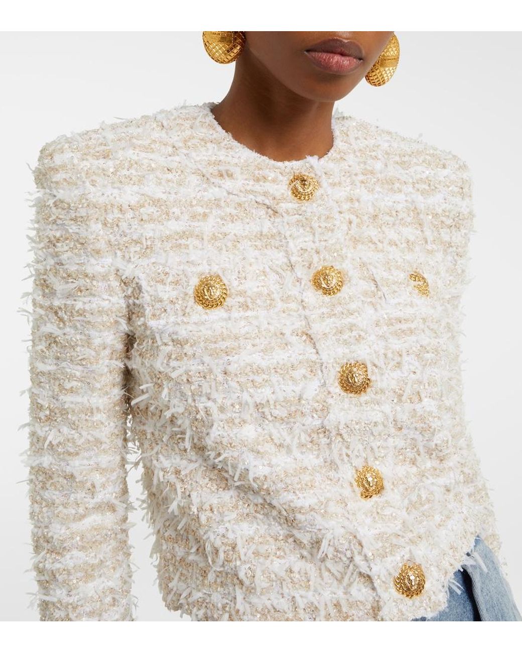 Balmain Natural Tweed Cropped Jacket