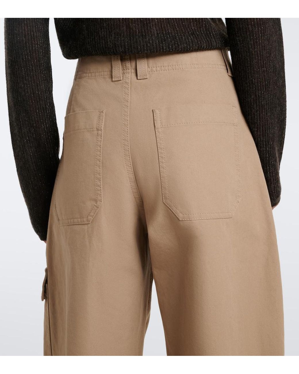 Brunello Cucinelli Natural Cotton Canvas Barrel-Leg Pants