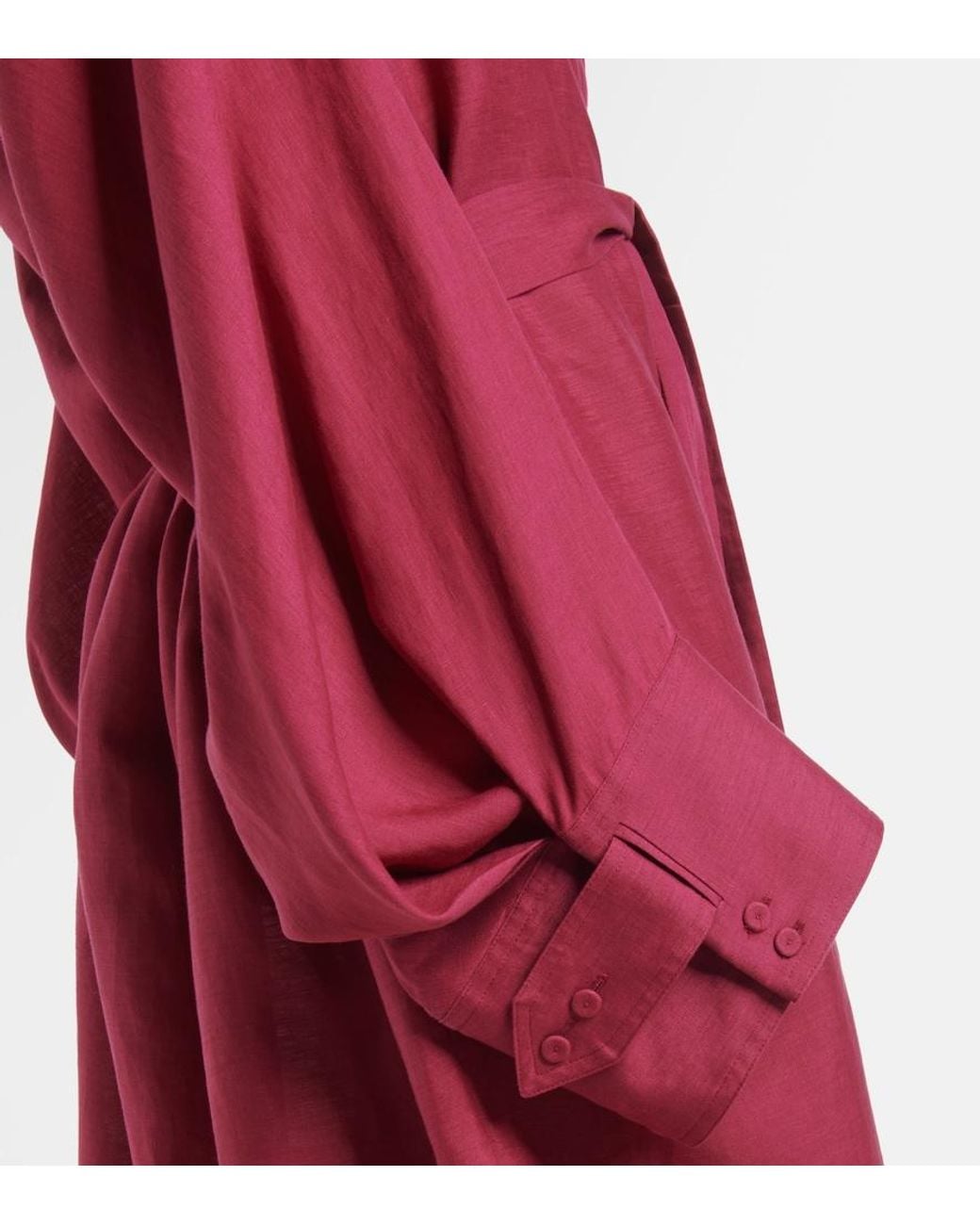 Gabriela Hearst Red Tilda Belted Linen Tunic
