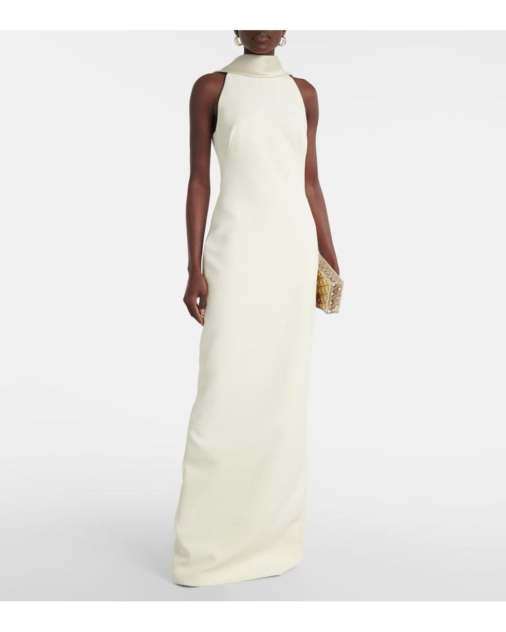 Safiyaa White Robe Holliana Aus Crepe Mit Satin