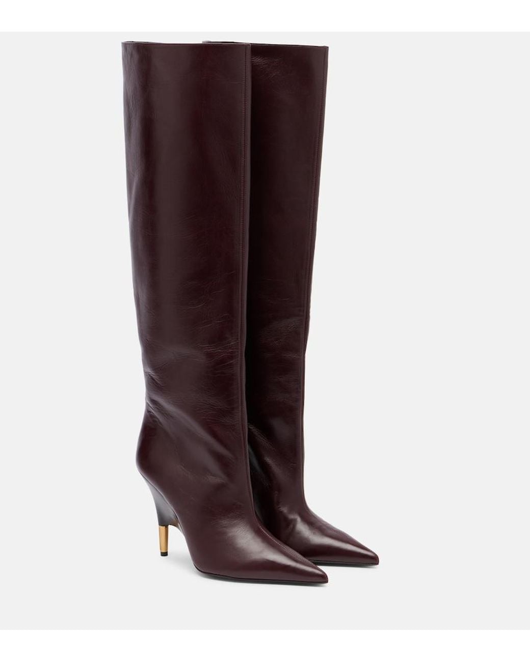 Khaite Brown Bella 100 Leather Knee-High Boots