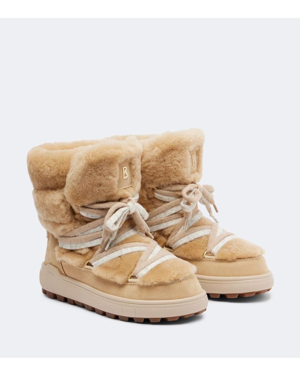 Bogner Natural Chamonix Shearling And Suede Snow Boots