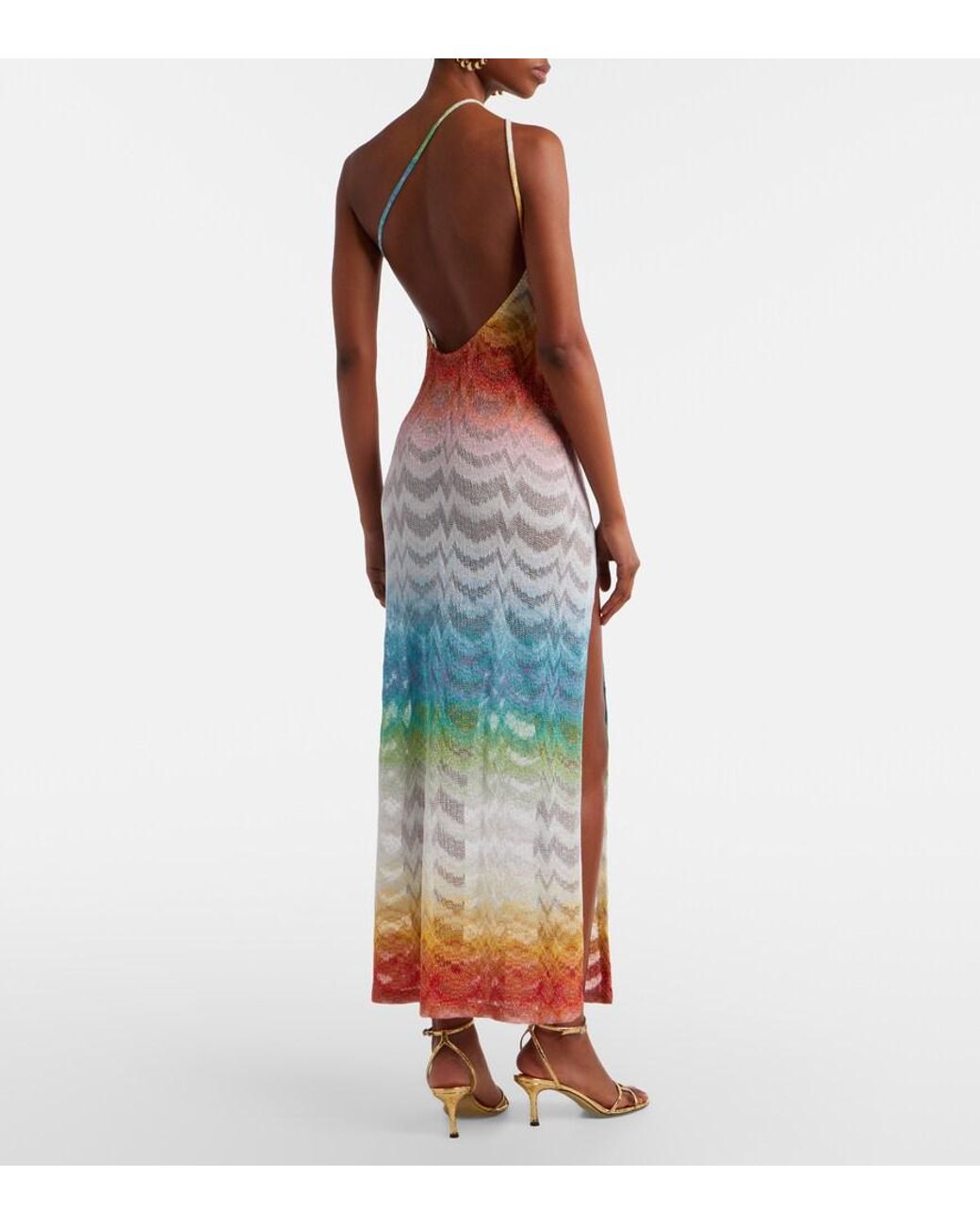 Missoni White Asymmetric Lame Maxi Dress