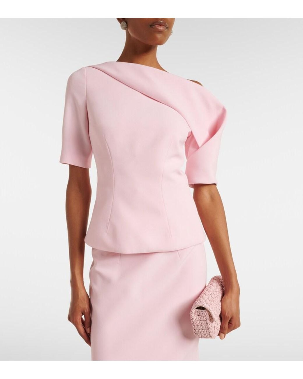 Safiyaa Pink Marley Draped Crepe Top