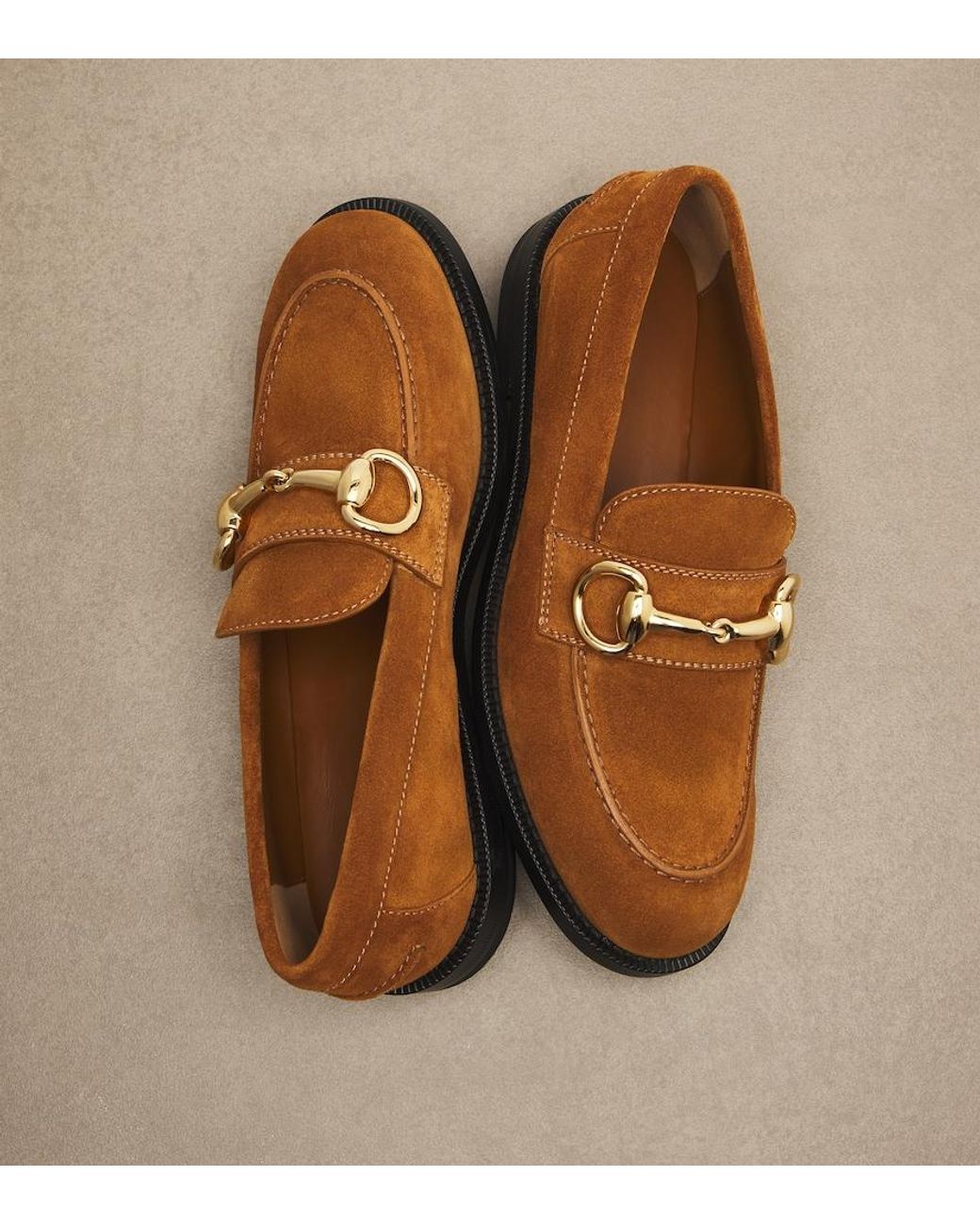 Gucci Brown Boulevard Horsebit Suede Loafers