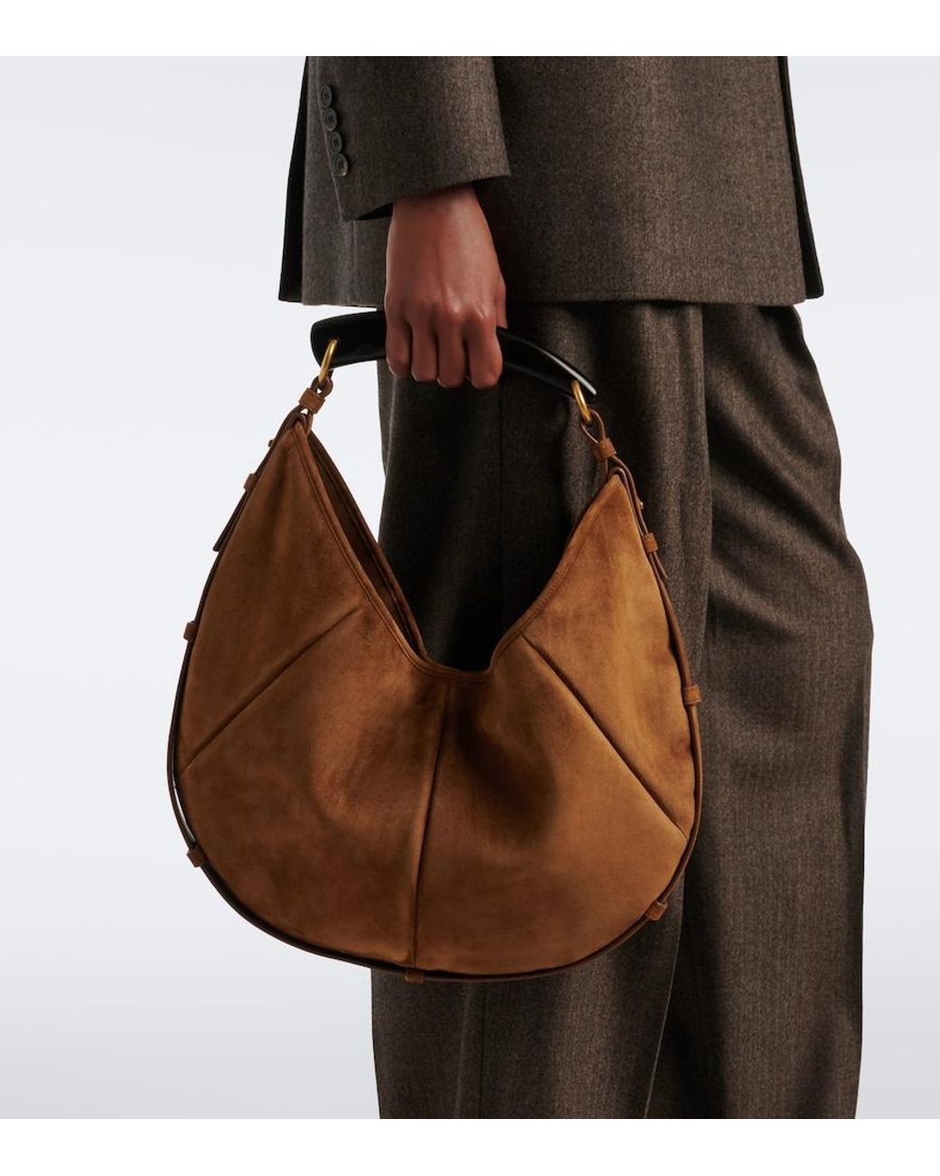 Saint Laurent Brown Mombasa Medium Suede Shoulder Bag