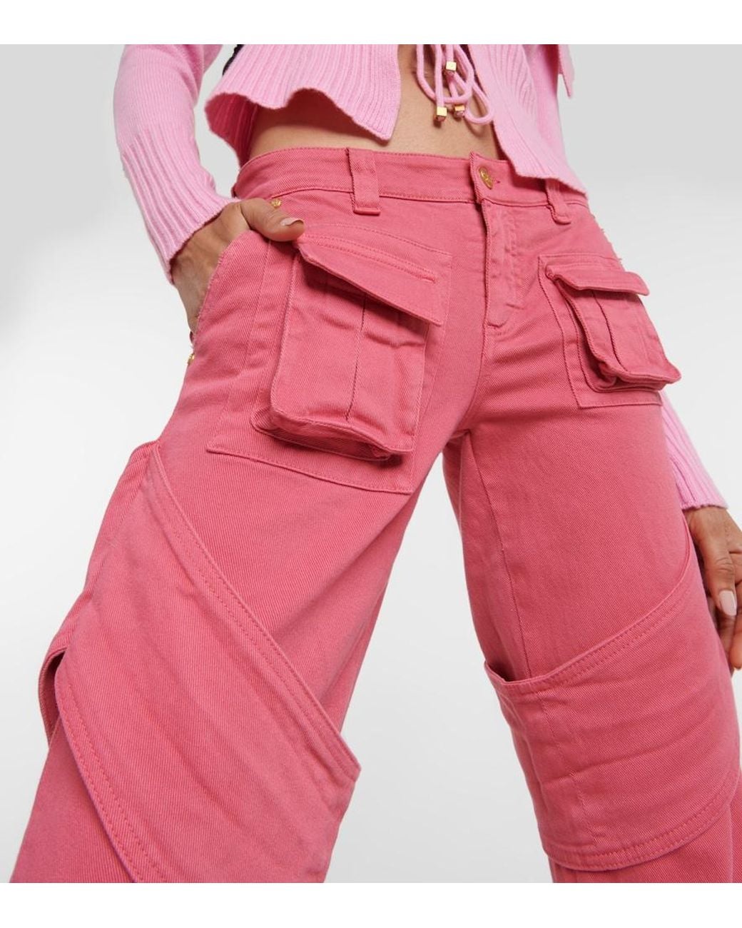 Blumarine Pink Denim Cargo Pants