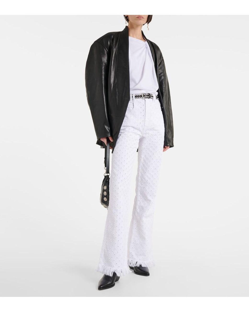 Isabel Marant White Alvira High-Rise Flared Jeans