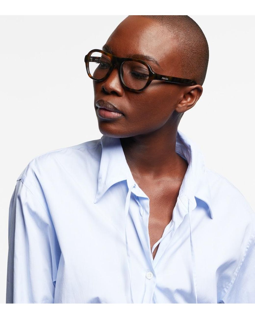 Prada Brown Logo Aviator Glasses