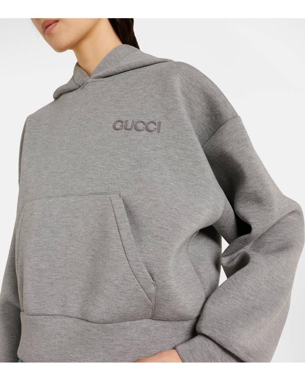 Gucci Gray Logo Jersey Hoodie
