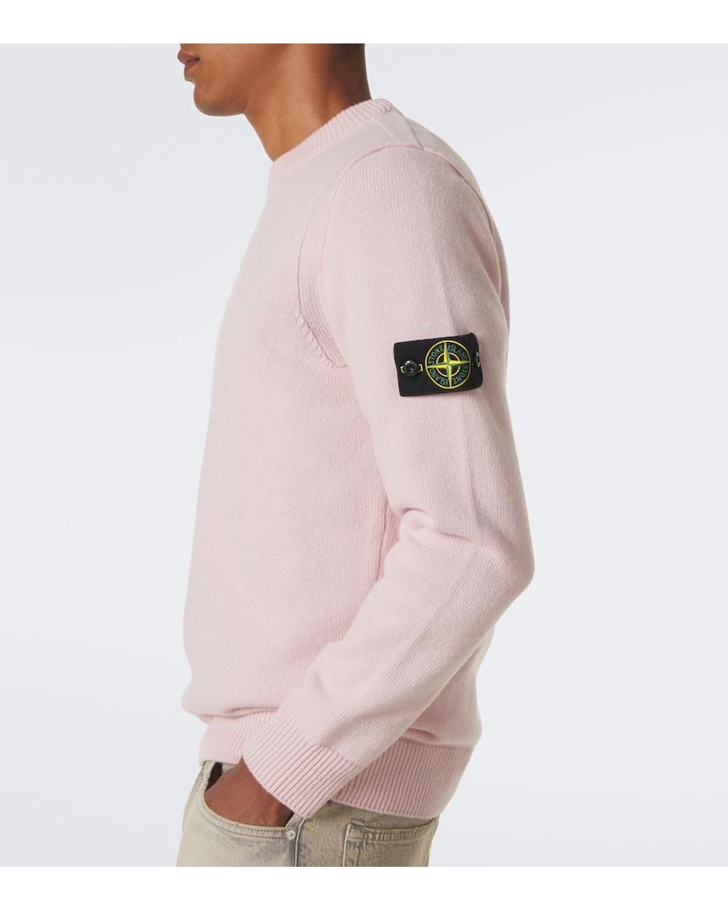 Stone Island Pink Compass Wool-Blend Sweater for men