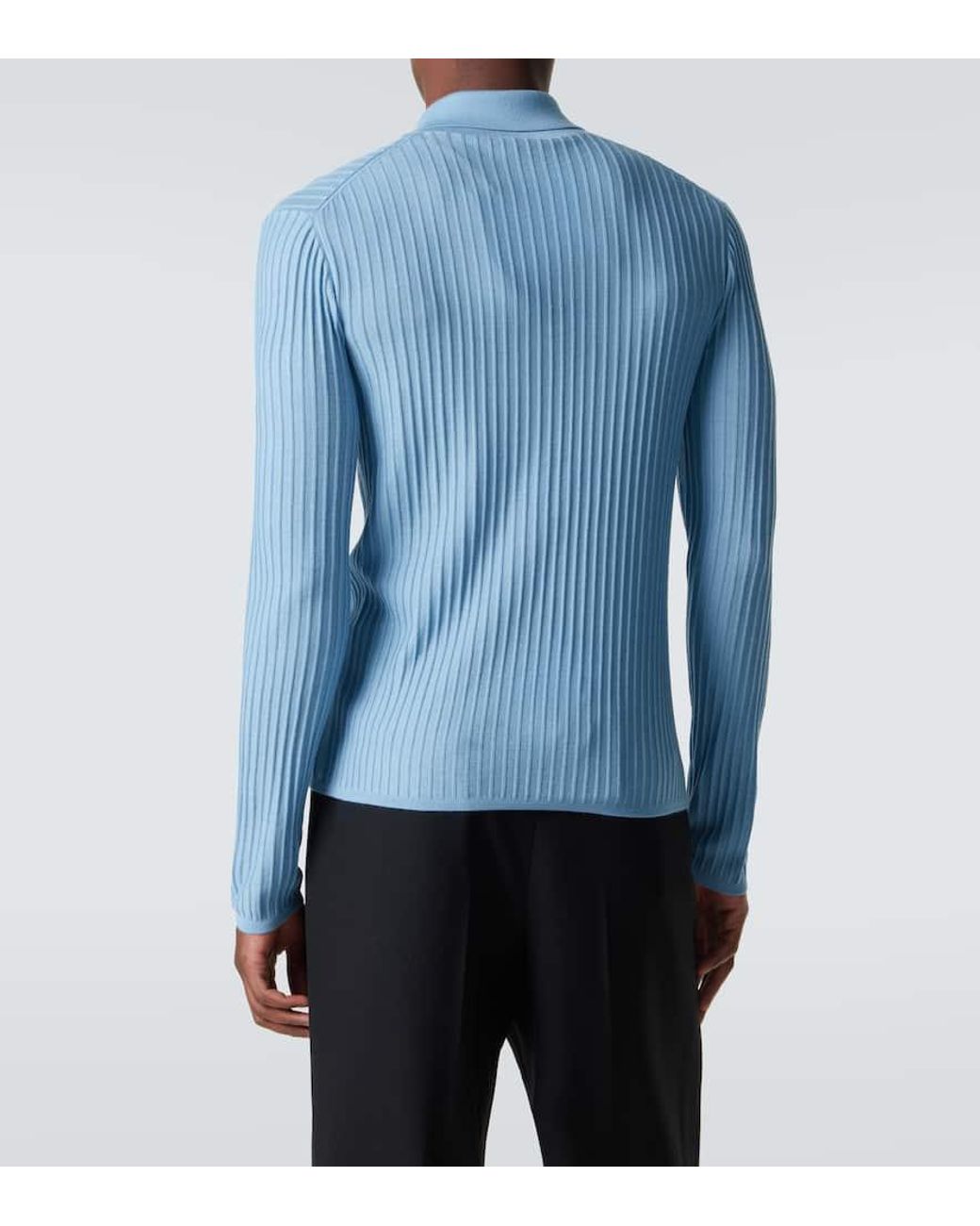 Saint Laurent Polohemd Aus Wolle, Kaschmir Und Seide in Blue für Herren