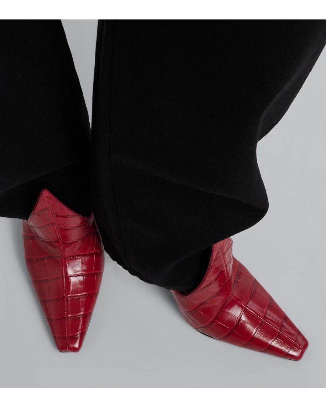 Alaïa Red Croc-Effect Leather Mules