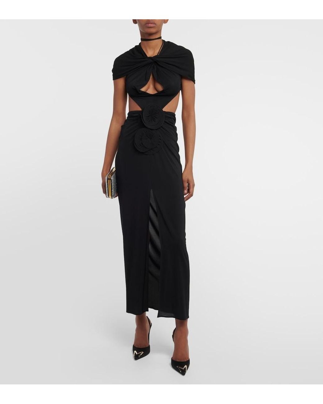 Magda Butrym Black Cut-Out Silk Maxi Dress