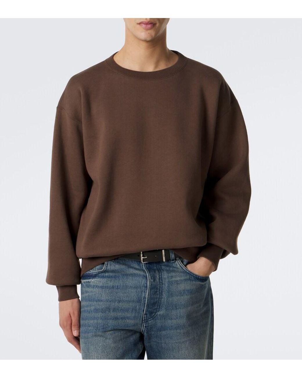 Auralee Brown Cotton Sweatshirt for men