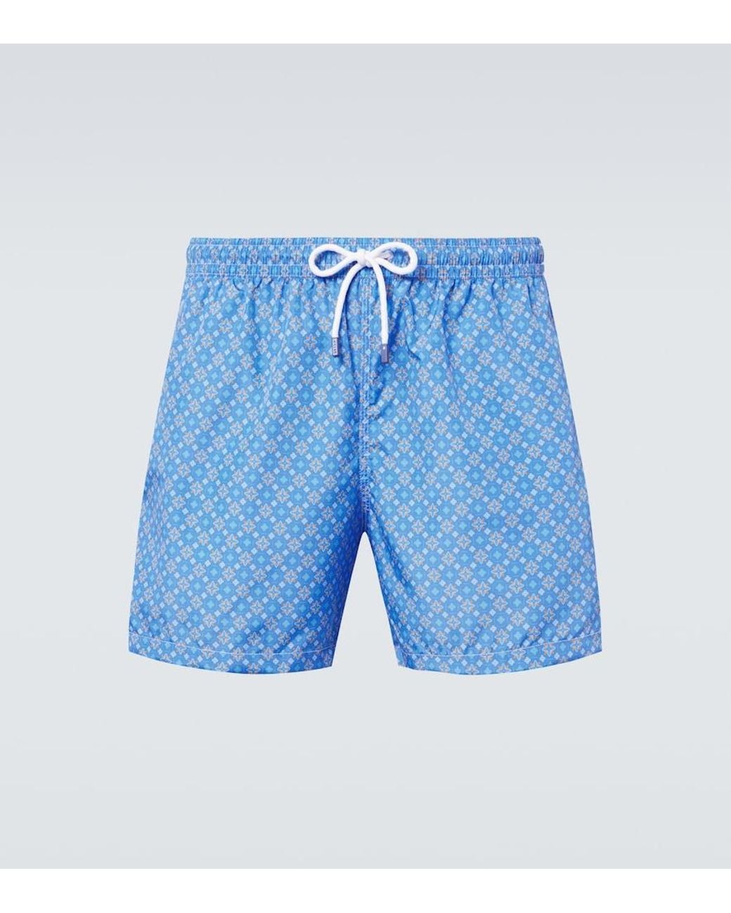 Fedeli Blue Madeira Floral Swim Trunks for men