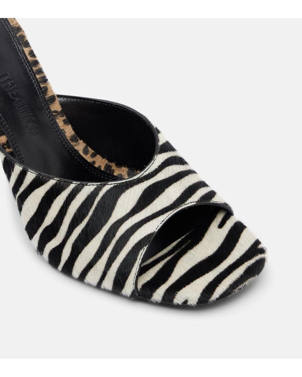 The Attico Black Betta Zebra-Print Calf Hair Mules