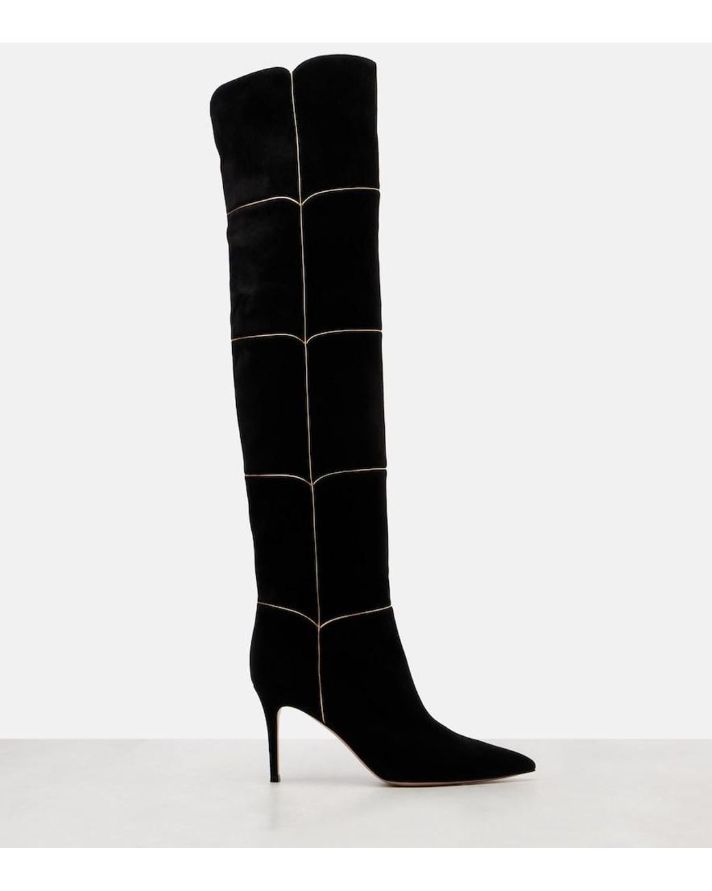 Gianvito Rossi Black Cuissard 85 Suede Knee-High Boots