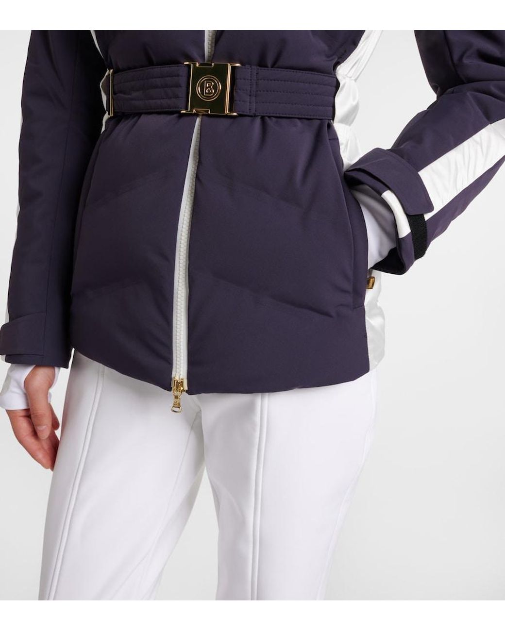 Bogner Blue Kira Belted Hooded Down Ski Jacket