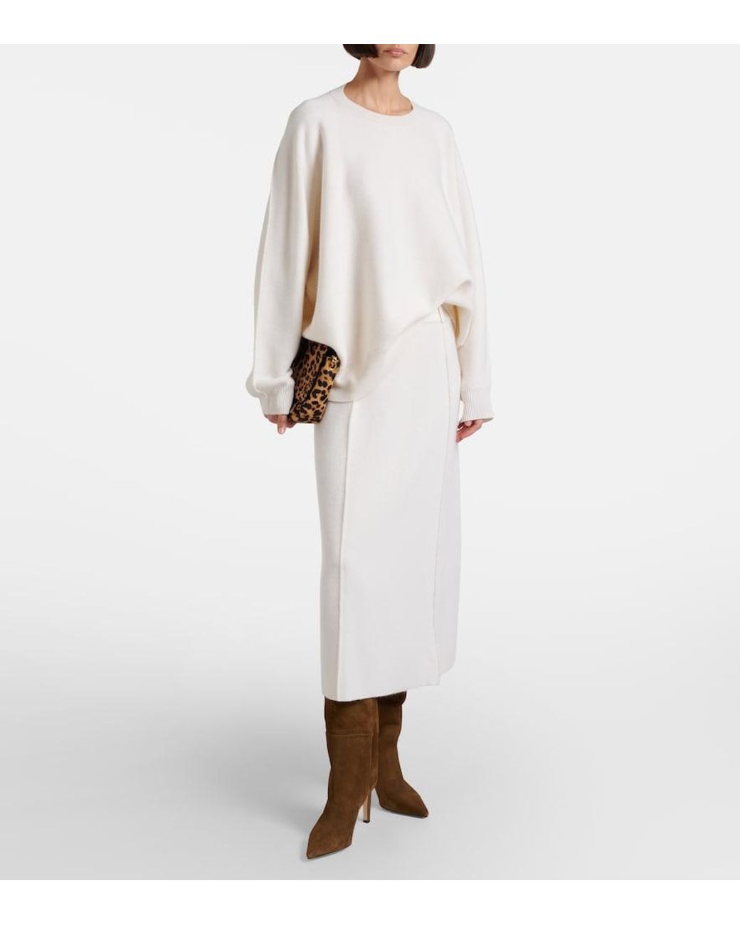 Lisa Yang White Ruthie Cashmere Midi Skirt